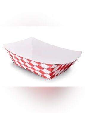 Disposable Red Check Paper Food Tray - Pack of Party, Snacks, 170 Units.